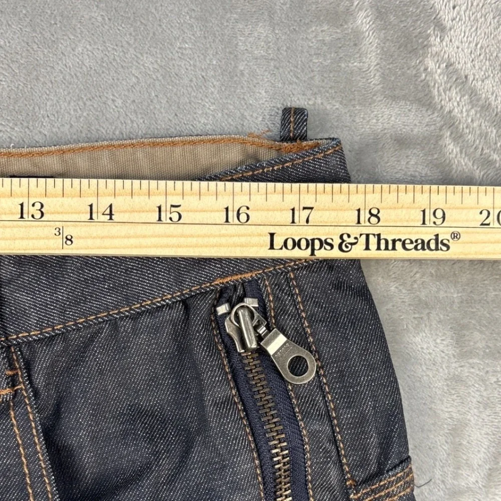 SYN Jeans Mens 34x32 Dark Wash Denim Streetwear Embroidered Straight Leg Pants